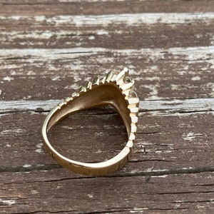 Chevron Vertical Channel Genuine Diamond Band Ring 14K Yellow Gold image 4