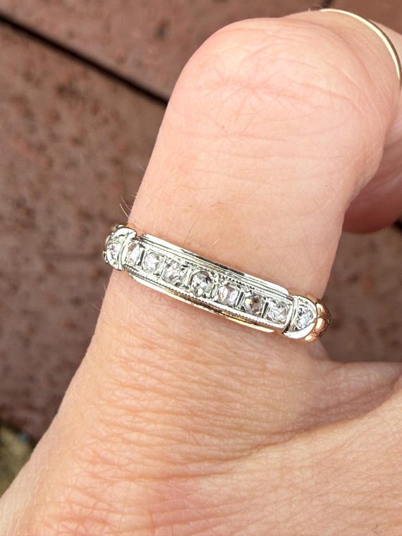 Antique Rose Cut Diamond Stacking Stackable Weddi… - image 1