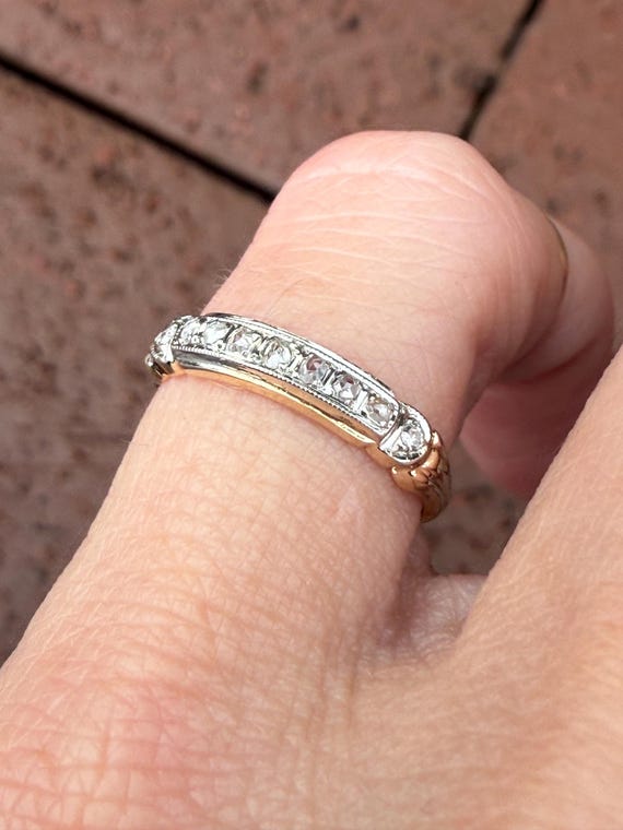 Antique Rose Cut Diamond Stacking Stackable Weddi… - image 5