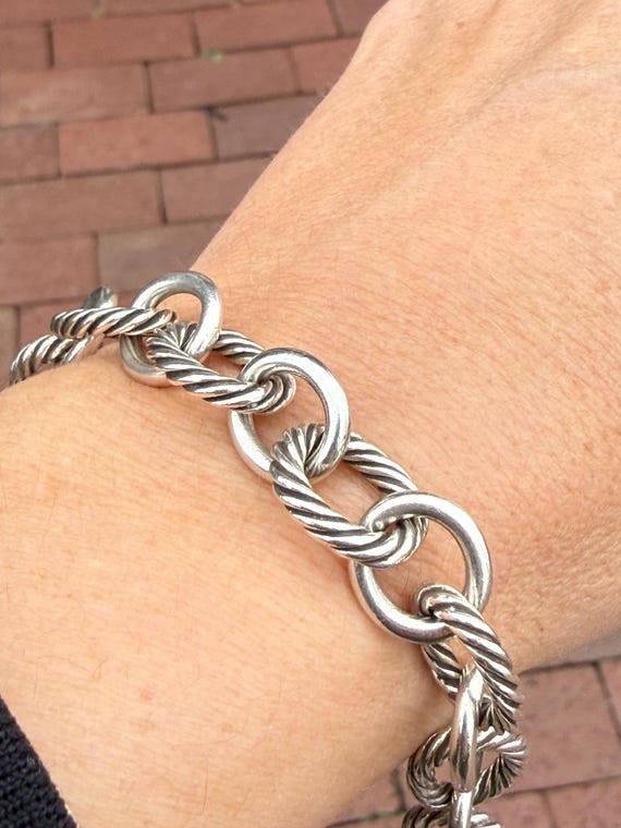 David Yurman Solid Cable Link Sterling Silver 7" … - image 4