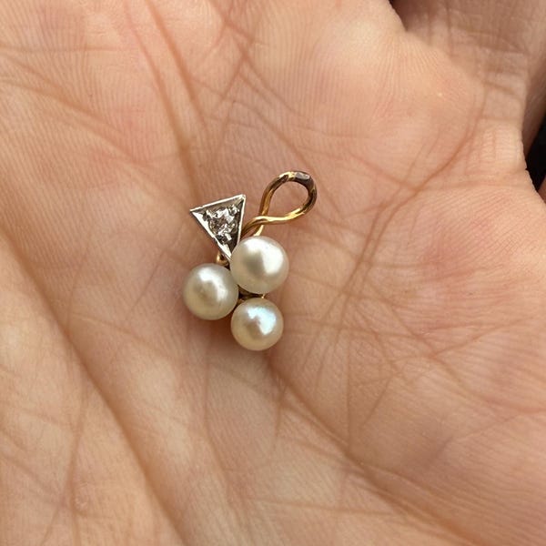 Dainty Antique Pearl Old Mine Cut Diamond Spade Pendant Charm Stick Pin Conversion