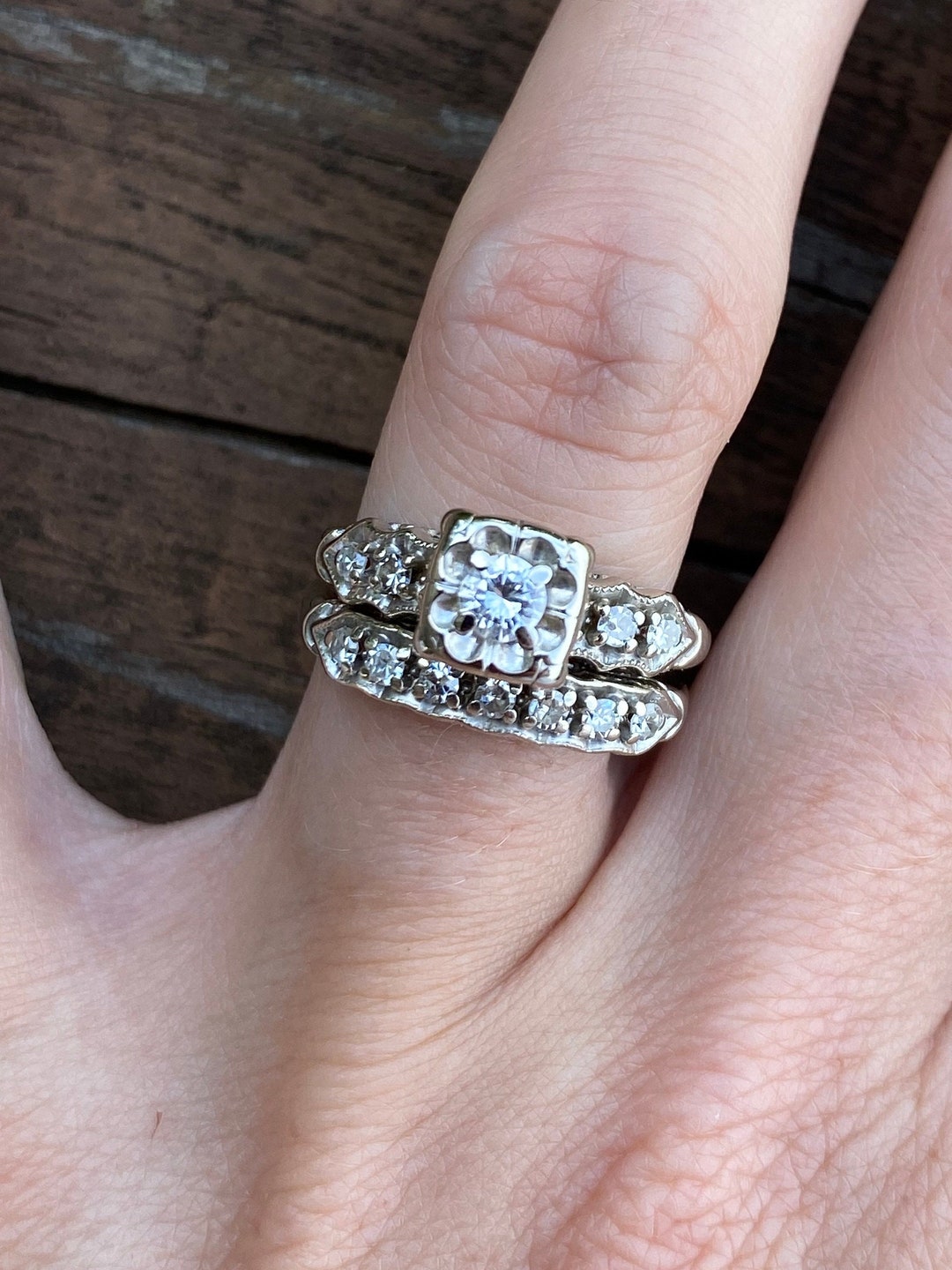 Vintage Estate Round and Single Cut Diamond Engagement Wedding - Etsy