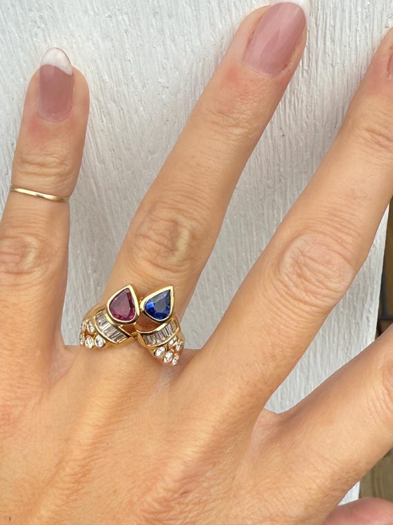 Fine Quality Ruby Sapphire Pear Shape Baguette Ro… - image 9