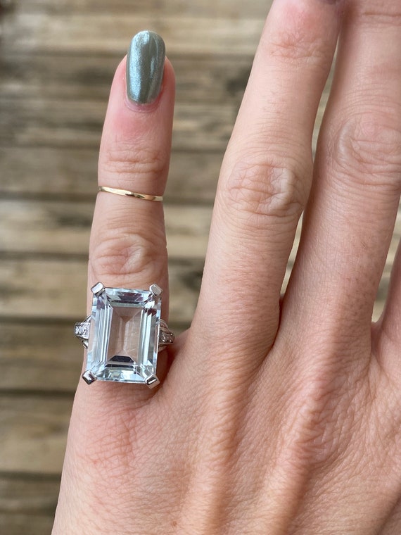 Emerald Cut Pale Aquamarine Single Cut Diamond Co… - image 10