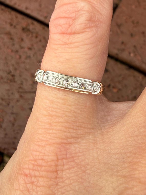 Antique Rose Cut Diamond Stacking Stackable Weddi… - image 7