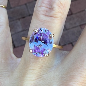 Vintage oval lavendel-is cocktailring 14K gult guld