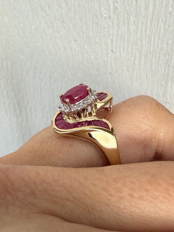 Genuine Oval Ruby and Baguette Ruby Round Diamond… - image 3