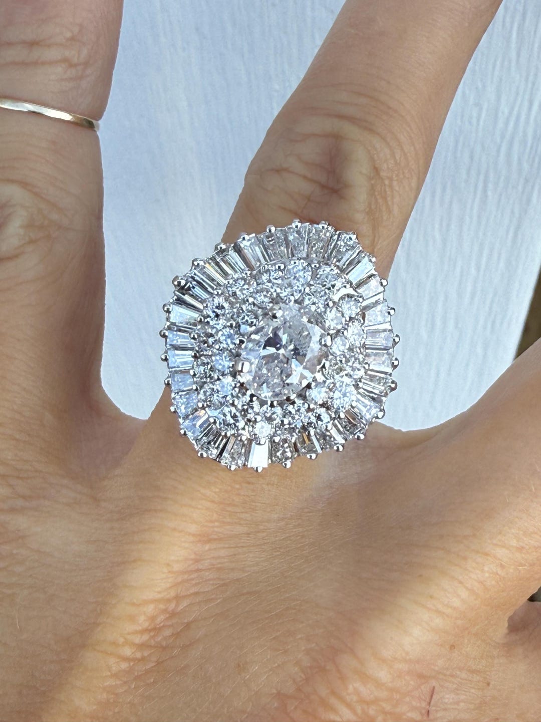 Buy Vintage 4ctw Genuine Oval Diamond Ballerina Ring Baguette