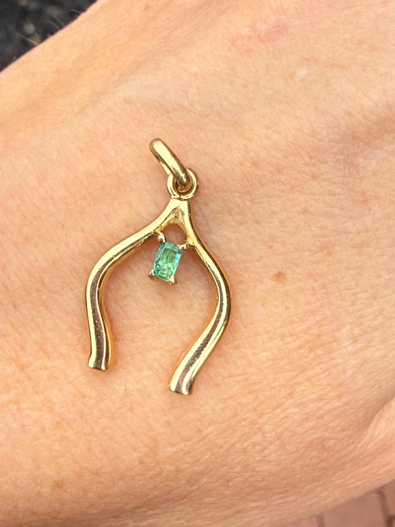 Wishbone Emerald Cut Emerald Solitaire Pendant Ch… - image 11