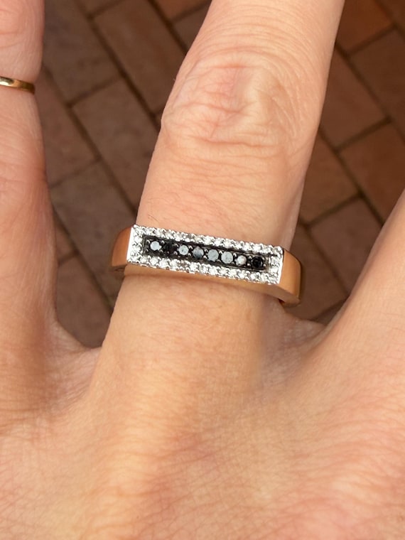 Black Diamond Stacking Stackable 10k Yellow Gold … - image 3