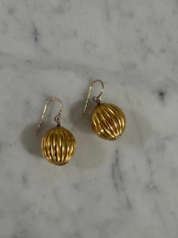 Ribbed Sphere Ball Circle Dangle Drop Shepherd Ho… - image 8