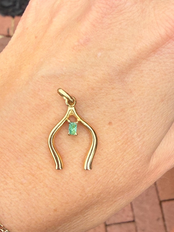 Wishbone Emerald Cut Emerald Solitaire Pendant Ch… - image 3