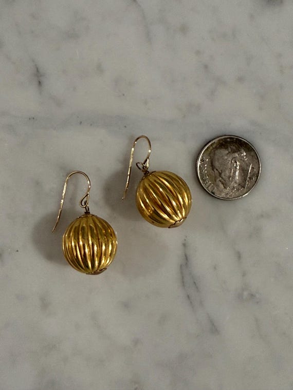 Ribbed Sphere Ball Circle Dangle Drop Shepherd Ho… - image 10