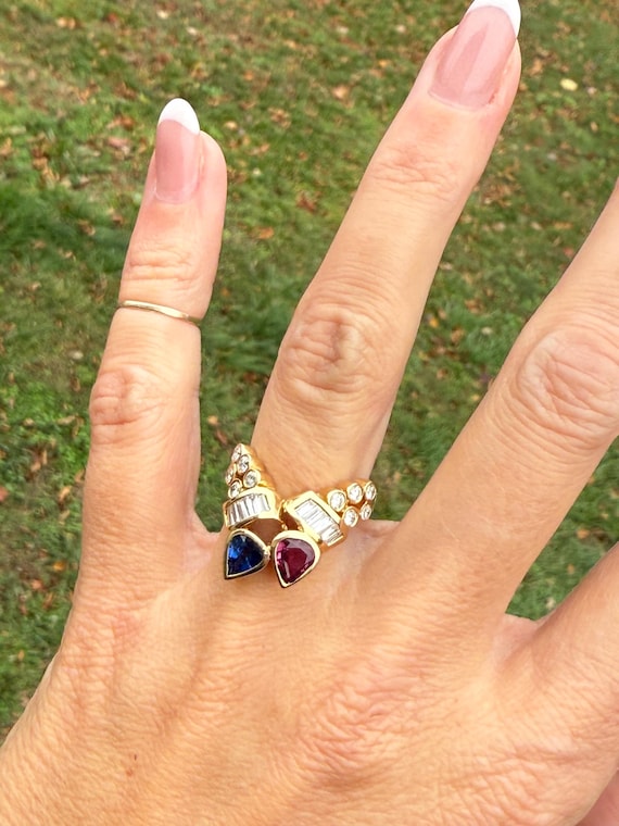 Fine Quality Ruby Sapphire Pear Shape Baguette Ro… - image 4