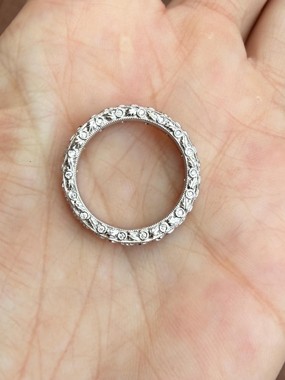 Ritani Solid Platinum Leaf Bezel Set Diamond Full… - image 10