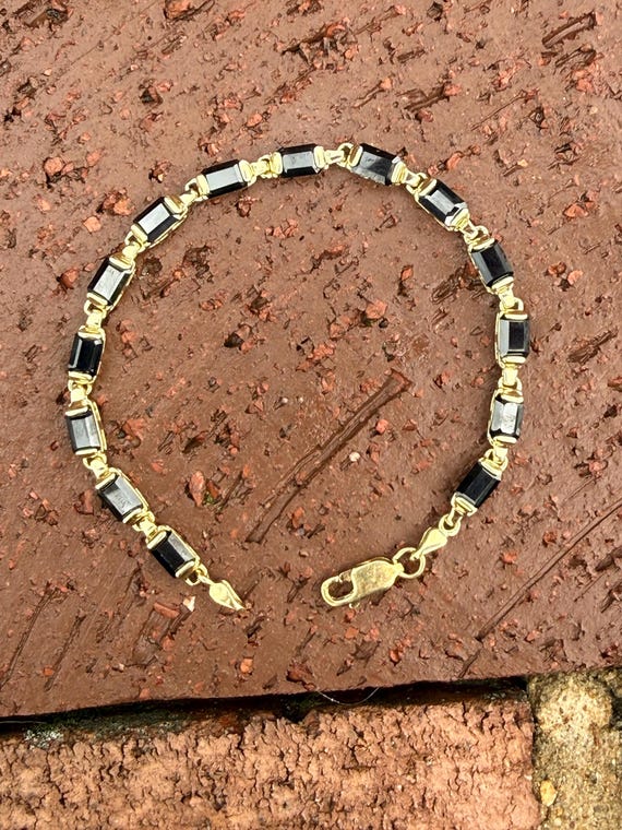 Emerald Cut Black Onyx Stacking Stackable Link Br… - image 6