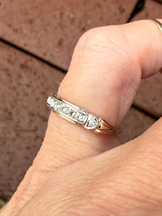 Antique Rose Cut Diamond Stacking Stackable Weddi… - image 9