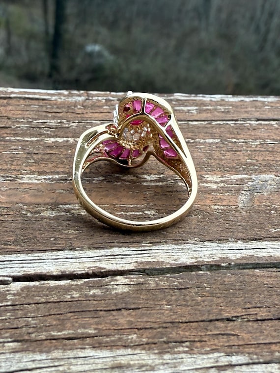 Genuine Oval Ruby and Baguette Ruby Round Diamond… - image 5