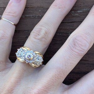 Baguette Round Diamond Cocktail Ring or Engagement Ring 14k Yellow Gold image 6