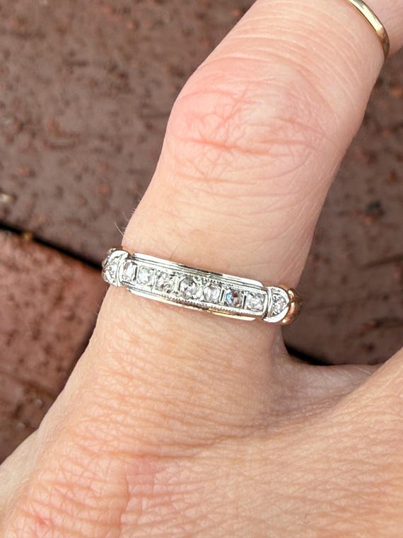 Antique Rose Cut Diamond Stacking Stackable Weddi… - image 3