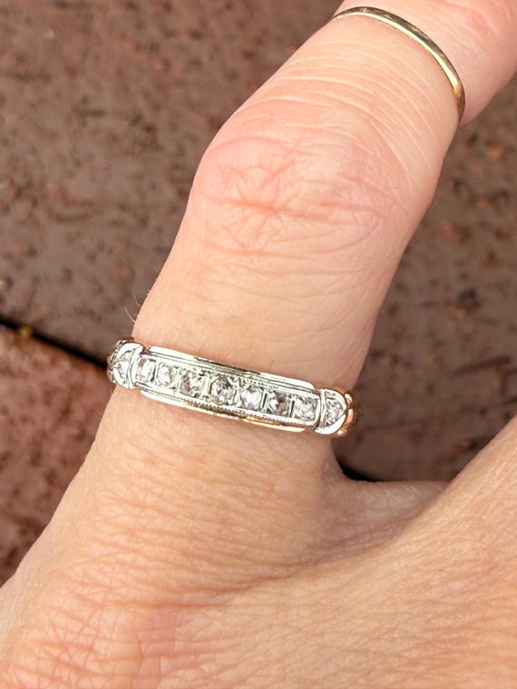 Antique Rose Cut Diamond Stacking Stackable Weddi… - image 13