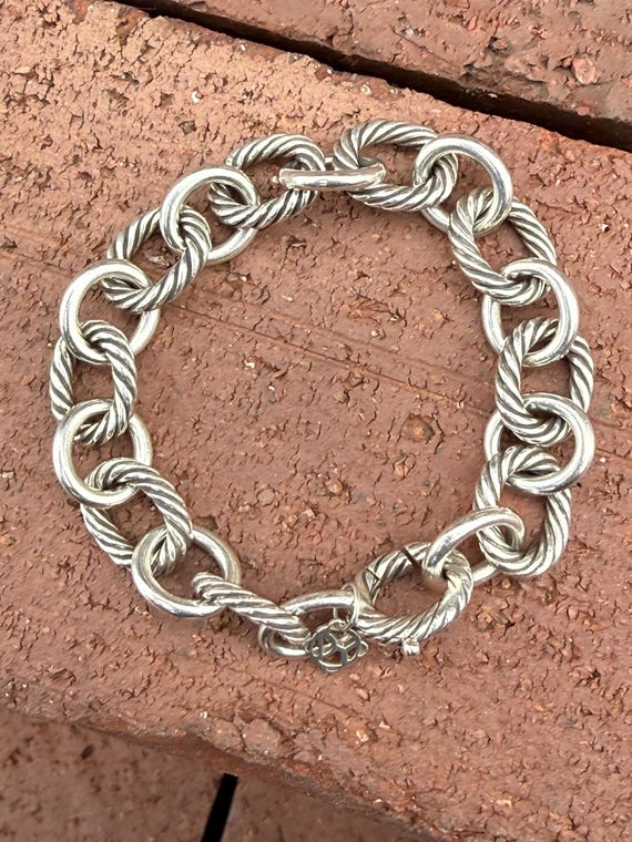 David Yurman Solid Cable Link Sterling Silver 7" … - image 2