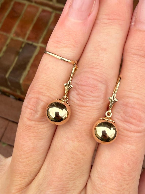 Classic Sphere Ball Circle Dangle Drop Leverback … - image 4