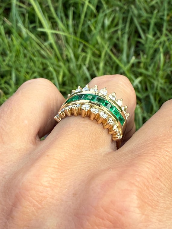 Striking Channel Set Square Carre Cut Emerald Nat… - image 7