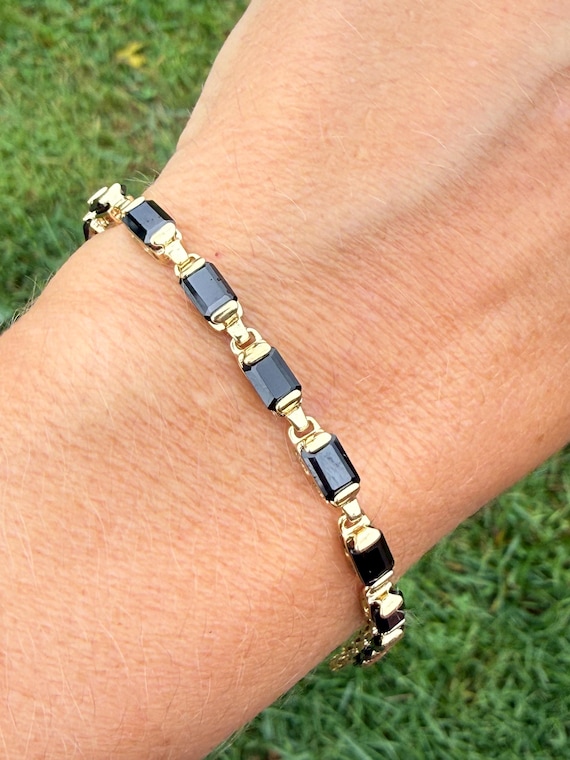 Emerald Cut Black Onyx Stacking Stackable Link Br… - image 7