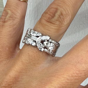 Exquisite Vintage Platinum Marquise Baguette Natural Diamond Wedding Eternity Band Ring