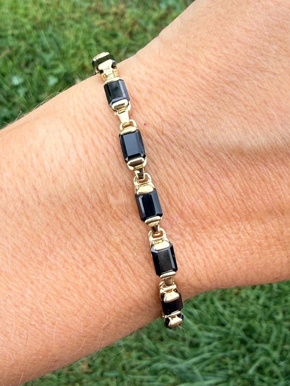 Emerald Cut Black Onyx Stacking Stackable Link Br… - image 4
