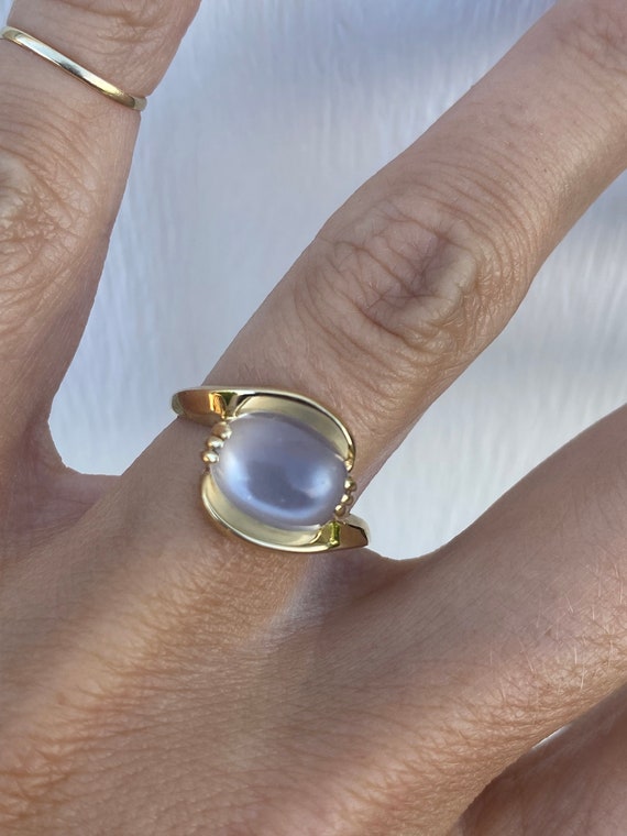 Vintage Estate Moonstone 14K Yellow Gold Solitaire