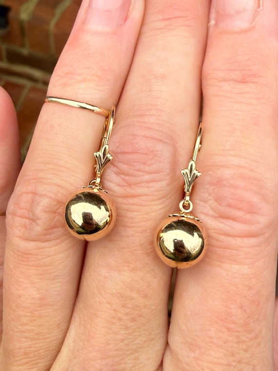 Classic Sphere Ball Circle Dangle Drop Leverback … - image 1