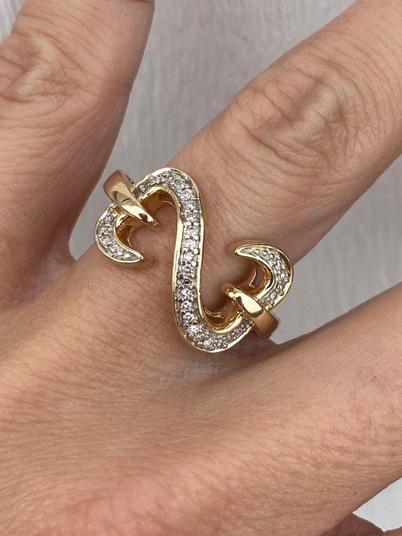 Open Hearts Round Diamond Heart 14K Yellow Gold B… - image 1