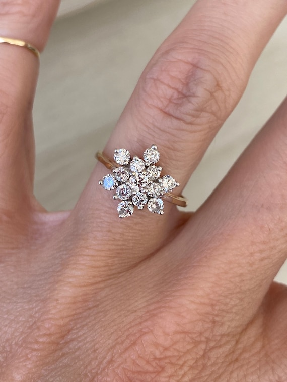 Vintage 1/2ct Round Diamond Cluster Cocktail Engag