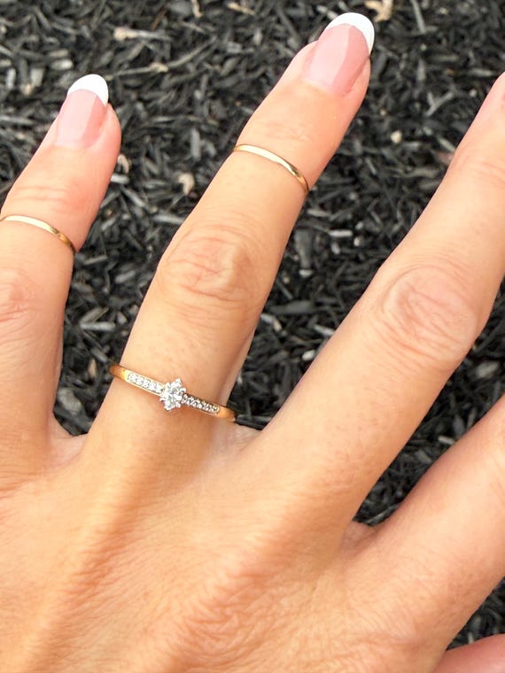 Natural Marquise Diamond Stacking Stackable Pinky… - image 10