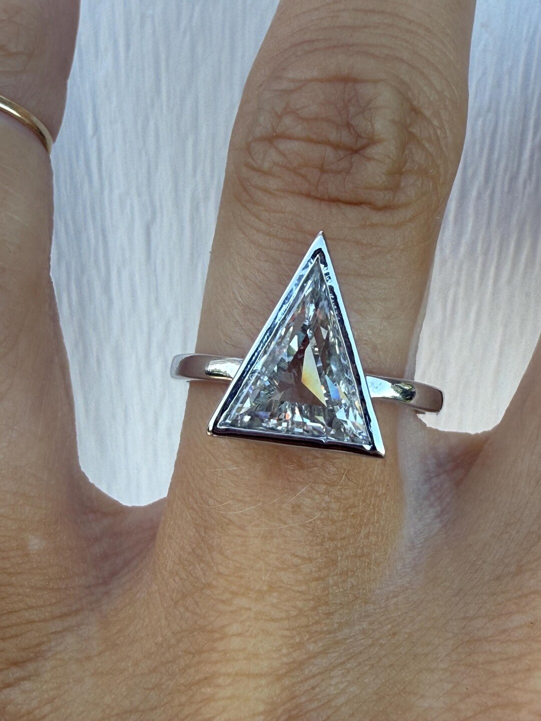 Fancy Triangle Cut Certified 2.00ct Lab Grown Diamond Bezel Set ...