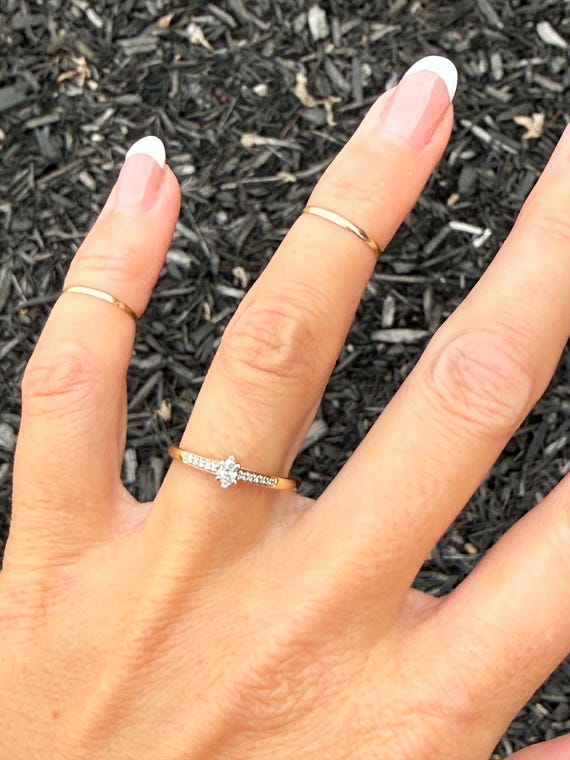 Natural Marquise Diamond Stacking Stackable Pinky… - image 2