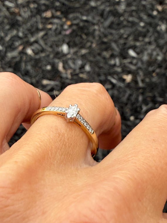 Natural Marquise Diamond Stacking Stackable Pinky… - image 3