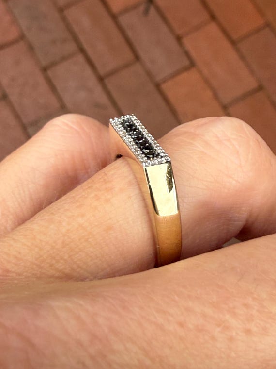 Black Diamond Stacking Stackable 10k Yellow Gold … - image 12