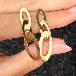 Authentic Roberto Coin Graduated Paperclip Link Dangle Ruby Earrings 18k Rose Gold