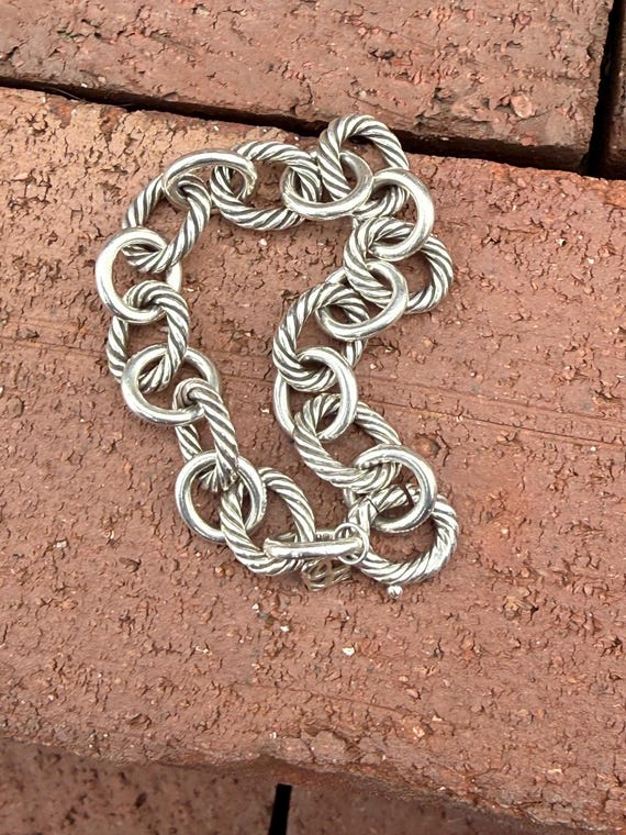 David Yurman Solid Cable Link Sterling Silver 7" … - image 7