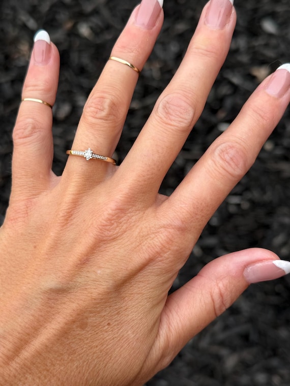 Natural Marquise Diamond Stacking Stackable Pinky… - image 6