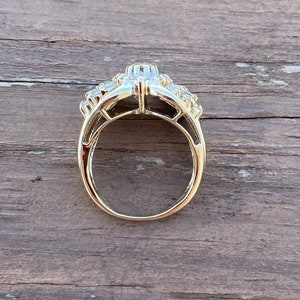 Baguette Round Diamond Cocktail Ring or Engagement Ring 14k Yellow Gold image 7