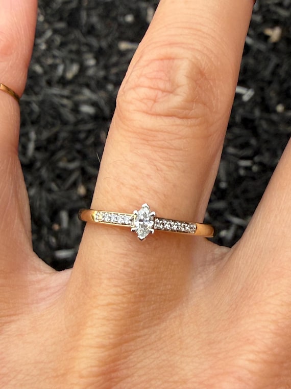 Natural Marquise Diamond Stacking Stackable Pinky… - image 8