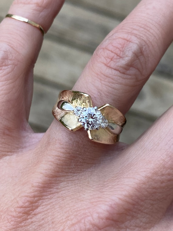 Vintage Natural Round Diamond Engagement Ring or C