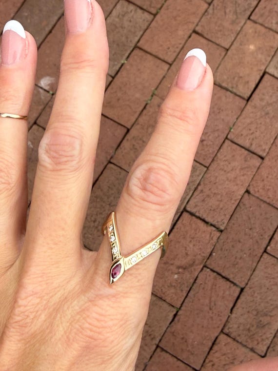 Dramatic Marquise Ruby Natural Diamond Chevron Ba… - image 7