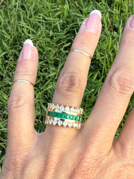 Striking Channel Set Square Carre Cut Emerald Nat… - image 10