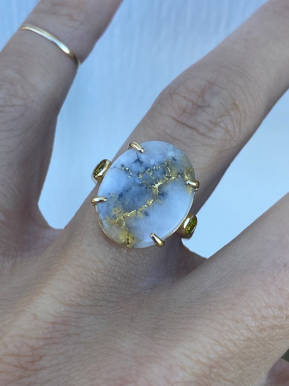 Gold In Quartz Bezel Set Yellow Diamond in 14k Yel