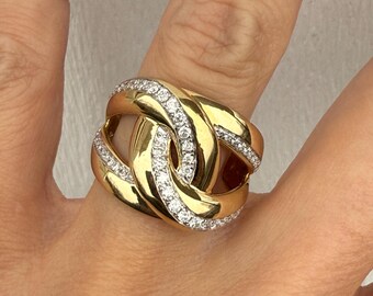 Round Diamond Wide Band Ring High Polish 10K Yellow Gold